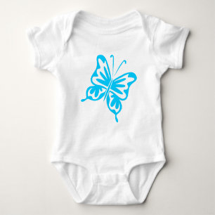 Retro Butterfly - Sky Blue Baby Bodysuit