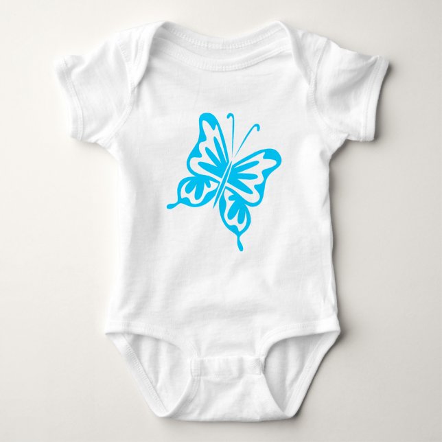 Retro Butterfly - Sky Blue Baby Bodysuit (Front)