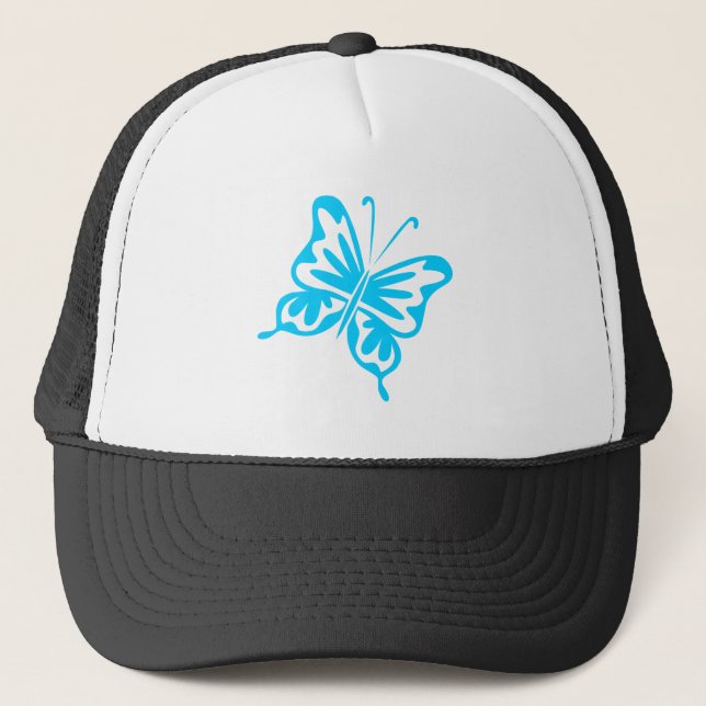 Retro Butterfly - Sky Blue Trucker Hat (Front)