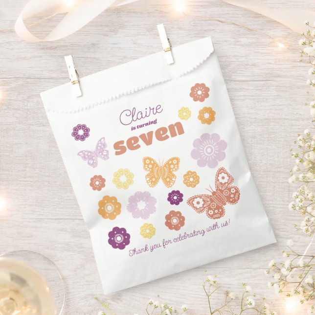 Retro Butterfly Thank You Birthday Favour Bag (Clipped)