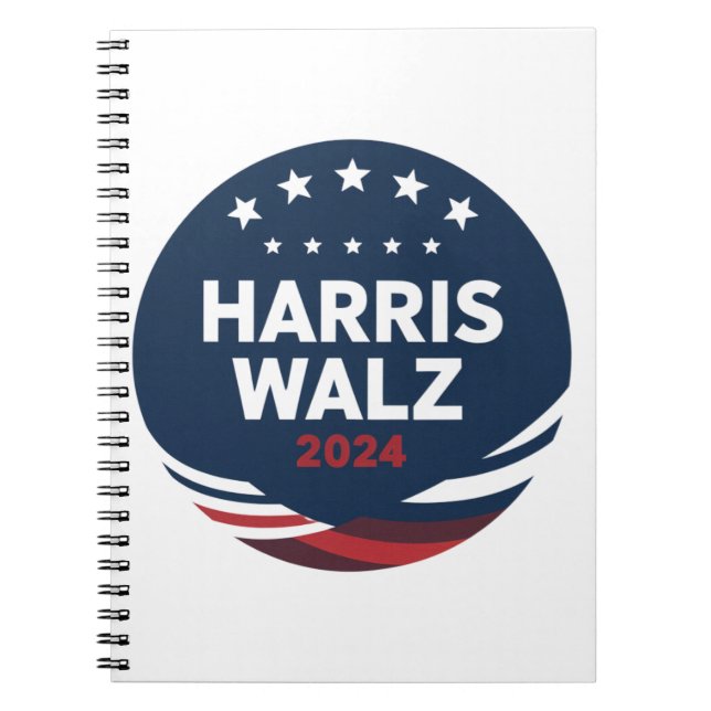 Retro Button Election for Democrats Harris Waltz  Notebook (Front)
