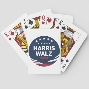 Retro Button Election for Democrats Harris Waltz Playing Cards