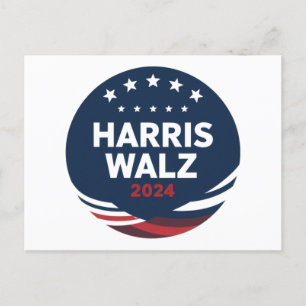 Retro Button Election for Democrats Harris Waltz  Postcard