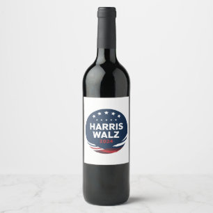Retro Button Election for Democrats Harris Waltz Wine Label