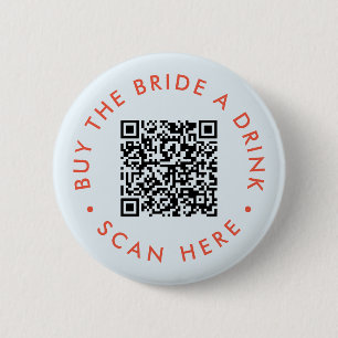 Retro Buy the Bride a Drink Bachelorette Party QR  6 Cm Round Badge