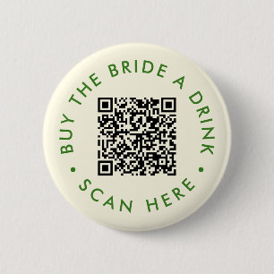 Retro Buy the Bride a Drink Bachelorette Party QR  6 Cm Round Badge