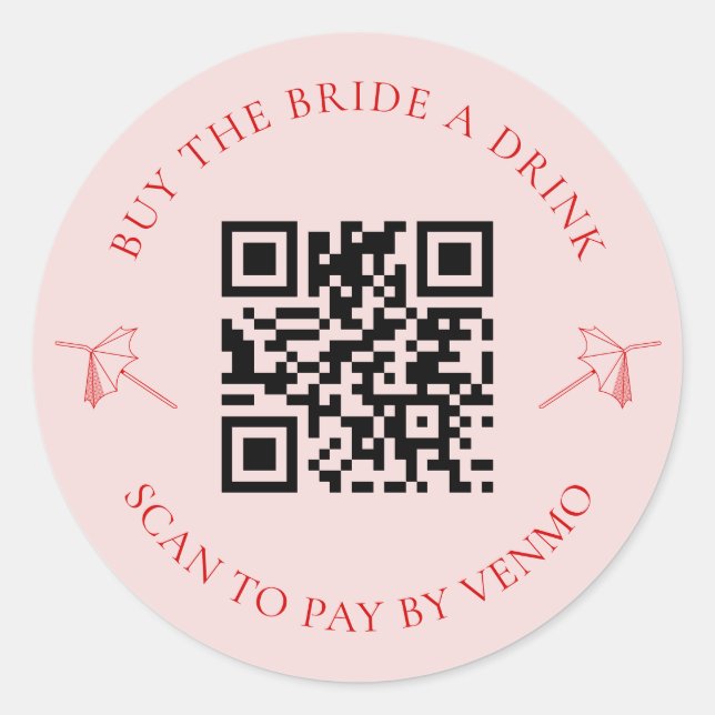 Retro Buy the Bride a Drink Bachelorette QR Code Classic Round Sticker (Front)