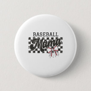 Retro Bysebyll Mama Chequered Bysebyll For Mum Mot 6 Cm Round Badge