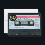 Retro C Audiotape 50th birthday Party Invitation<br><div class="desc">Old audio tape (audio cassette Classic made in Netherlands) with black tag for numbers. Design on flat card rounded invitation with texts for 50th birthday party to customise. You can easily change text (font, colour, size and position) by clicking the customise button. Other models of invitation with a retro transparent...</div>