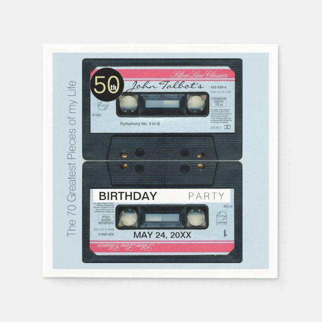Retro C Audiotape 50th birthday Party Paper N Napkin (Front)