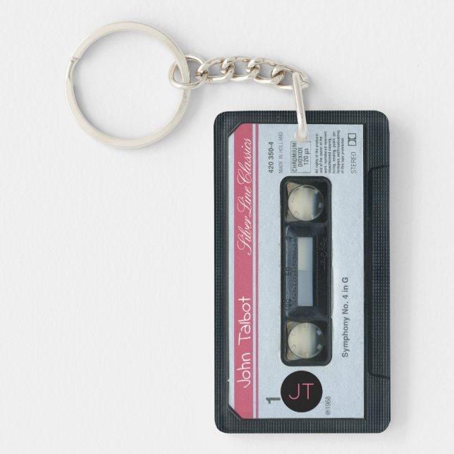 Retro C Audiotape Mixtape Cassette personalised K Key Ring (Front)