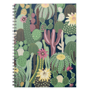 Retro Cactus Design: Seamless Fabric Texture Notebook