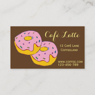 Retro cafe coffee shop cute doughnuts business card
