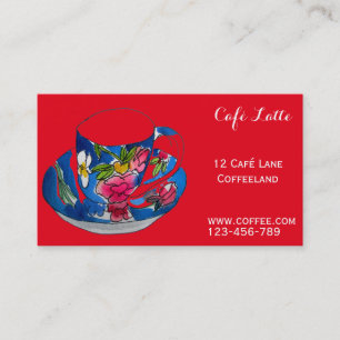 Retro cafe coffee shop designer tea cup business card