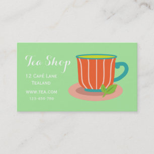 Retro cafe tea shop designer tea pot business card