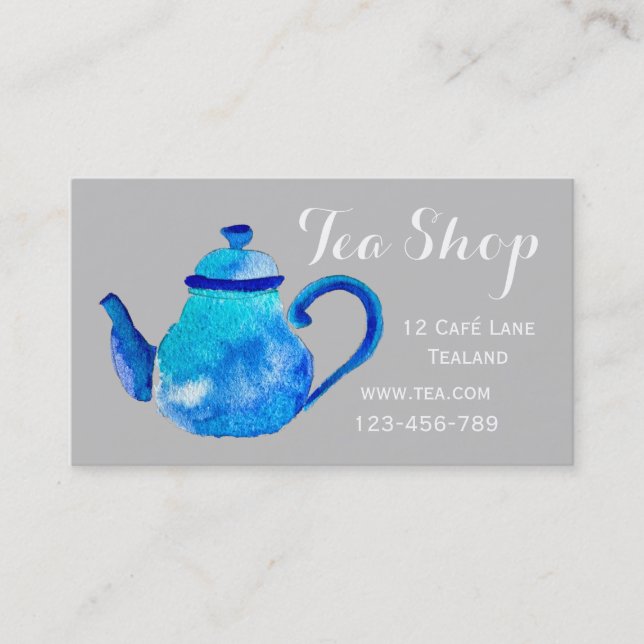 Retro cafe tea shop designer teapot business card (Front)