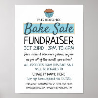 Retro Cake Design, Charity Bake Sale Event Advert