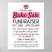 Retro Cake Design, Charity Bake Sale Event Advert