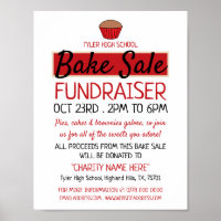 Retro Cake Design, Charity Bake Sale Event Advert