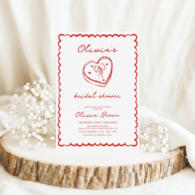 Retro Cake Hand Drawn Bridal Shower Invitation (Creator Uploaded)