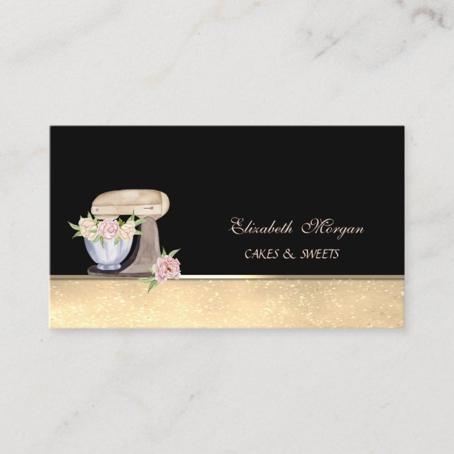 Retro Cake Mixer Bokeh Sweets Bakery  Business Card (Front)