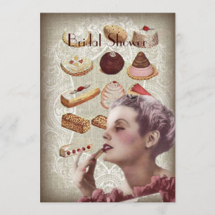 Retro cake Vintage Paris bridal shower Invitation