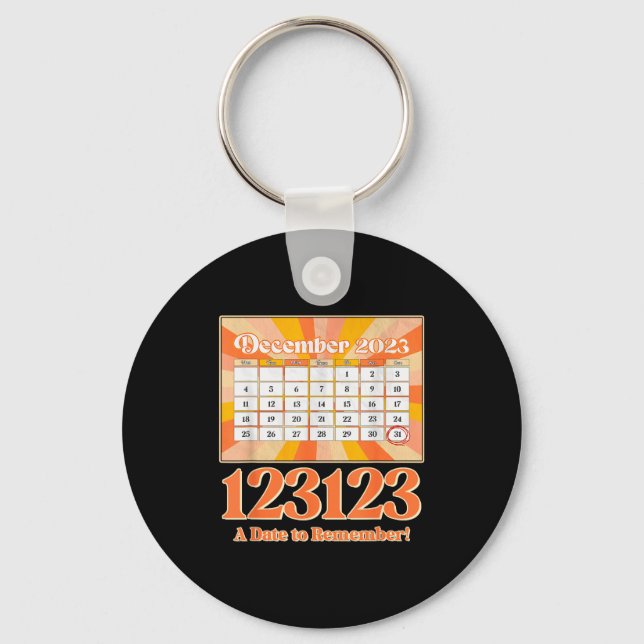 Retro Calendar_ Remember New Year's Eve 2023-24  Key Ring (Front)