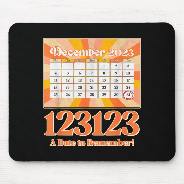 Retro Calendar_ Remember New Year's Eve 2023-24  Mouse Mat (Front)