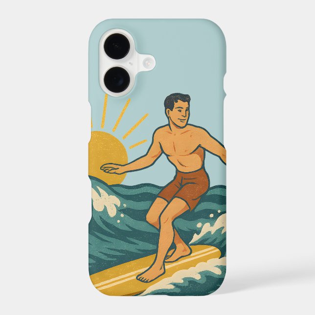 Retro Cali Surfer - Blue Coastal Surfing Art Phone (Back)