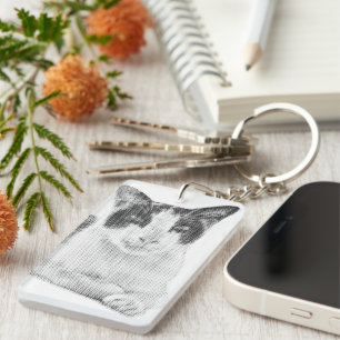 Retro Calico Halftone Key Ring