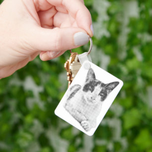 Retro Calico Halftone Key Ring
