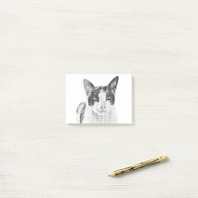 Retro Calico Halftone Post-it Notes (On Desk)