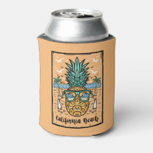 Retro California Beach both sides. Can Cooler