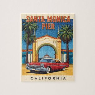 Retro California dream Santa Monica Pier Jigsaw Puzzle