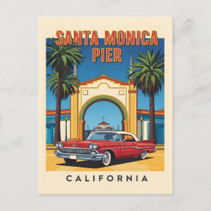 Retro California dream Santa Monica Pier Postcard