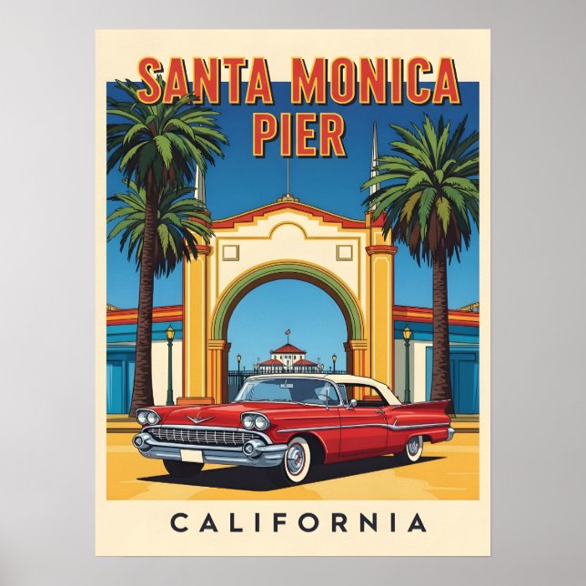 Retro California dream Santa Monica Pier Poster (Front)