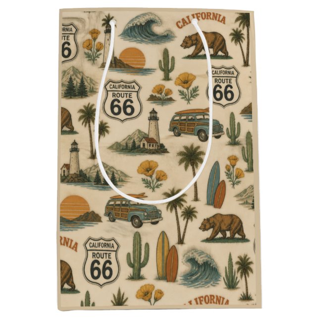 Retro California Route 66 Beachside Bliss Medium Gift Bag (Front)