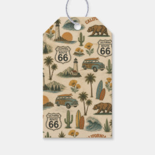 Retro California Route 66 Coastal Charm Gift Tags