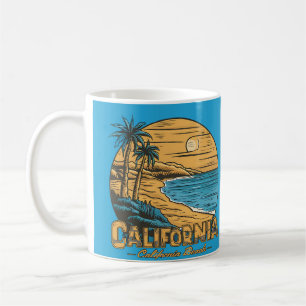Retro California Sunset Beach Scene Coffee Mug