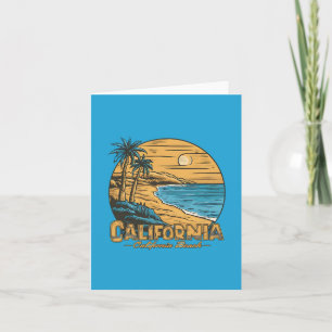 Retro California Sunset Beach Scene Holiday Card