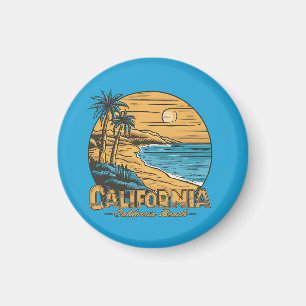 Retro California Sunset Beach Scene Magnet