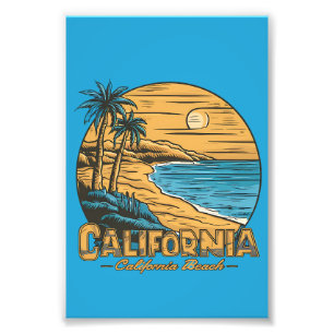 Retro California Sunset Beach Scene Photo Print