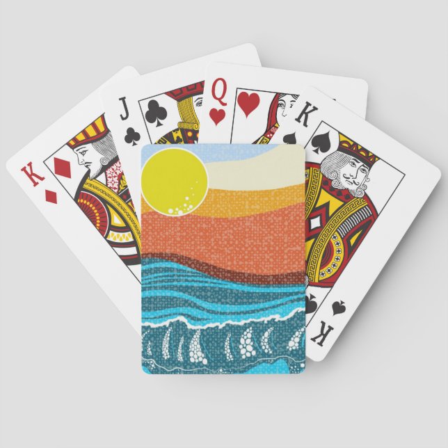 Retro California Sunset Playing Cards (Back)
