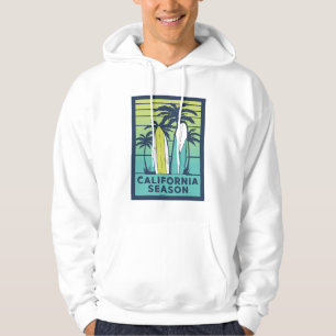 Retro California Surfboards Art – Summer Coastline Hoodie