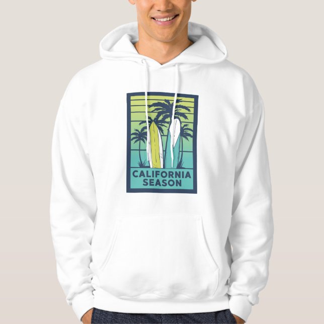 Retro California Surfboards Art – Summer Coastline Hoodie (Front)