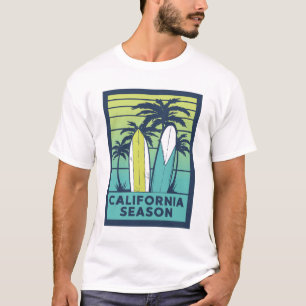 Retro California Surfboards Art – Summer Coastline T-Shirt
