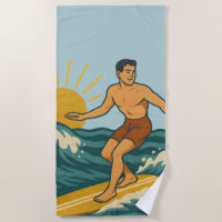 Retro California Surfer Blue Coastal Surf Graphic