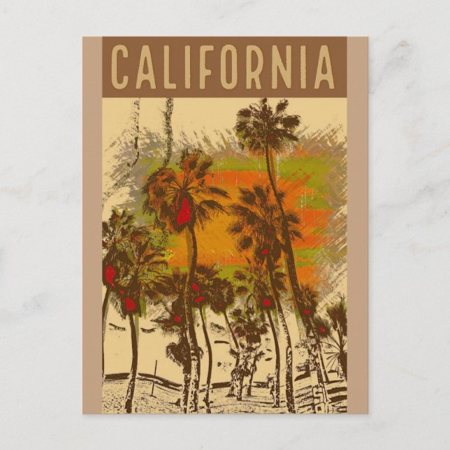 Retro California Vintage Travel Poster Postcard (Front)