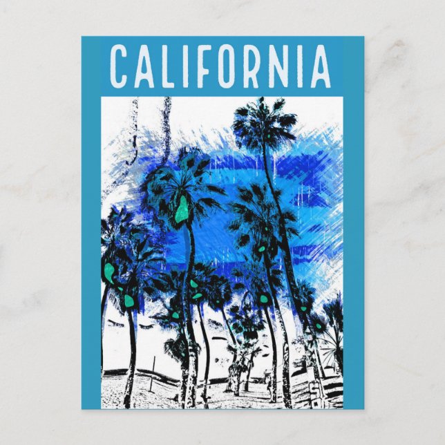 Retro California Vintage Travel Poster Postcard (Front)
