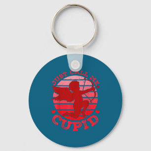 Retro call me cupid happy valentines boys girls key ring